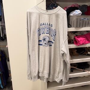 NFL Dallas Cowboys Light Gray Crewneck Sweatshirt with Blue Logo